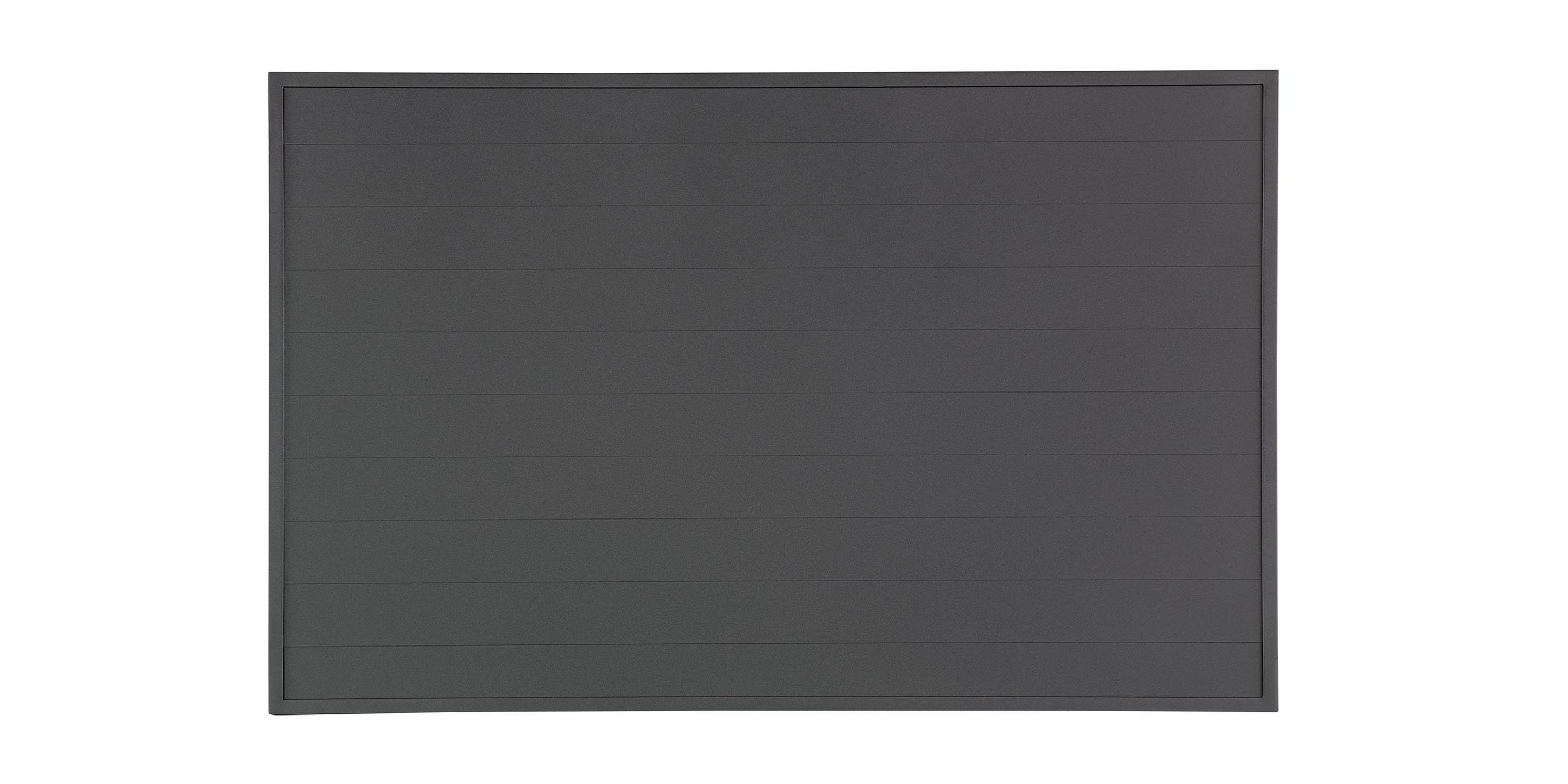 Black rectangular outdoor cocktail table shown from the front view.