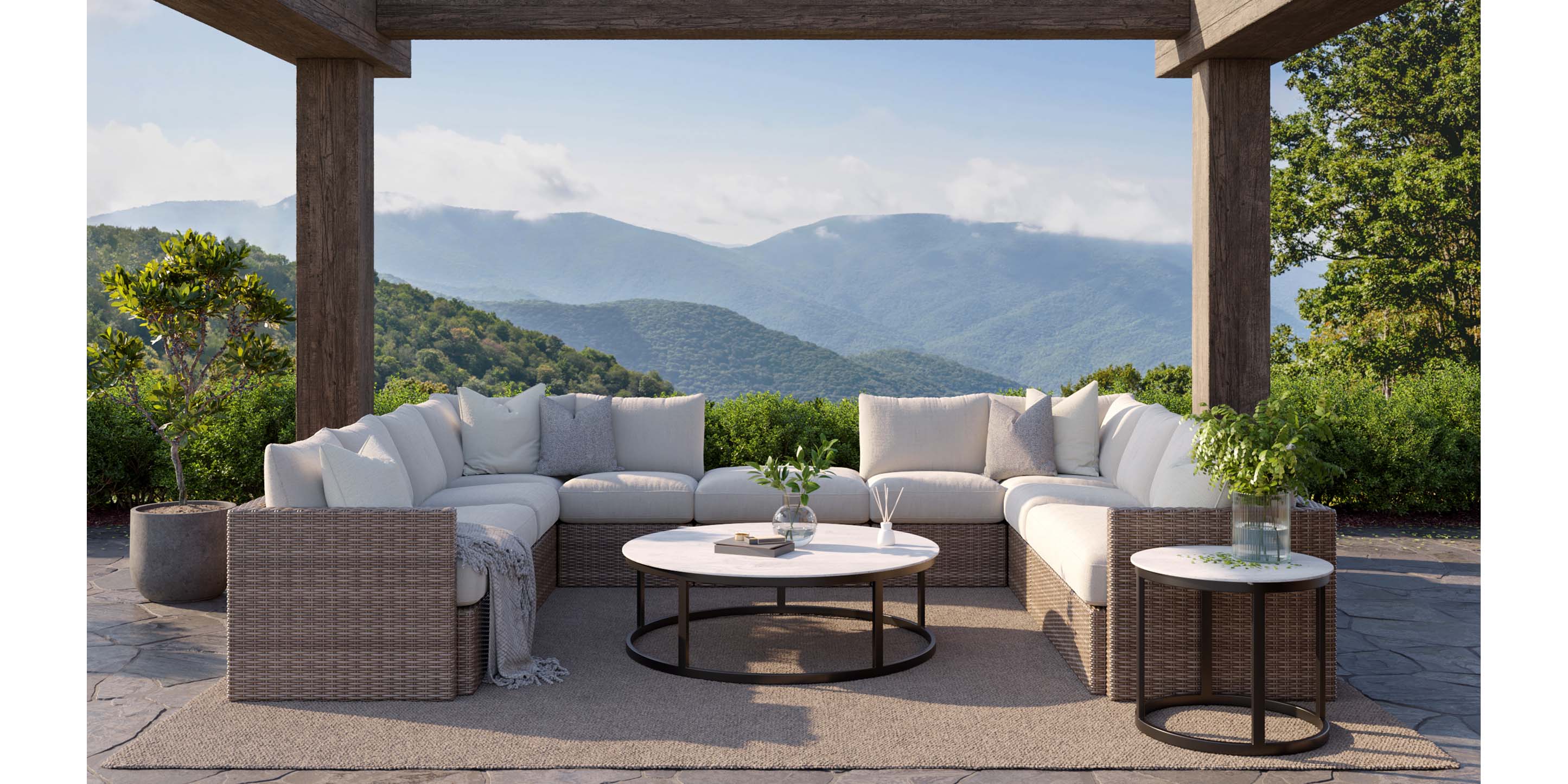 Glavin Outdoor Round End Table - Thumbnail 3