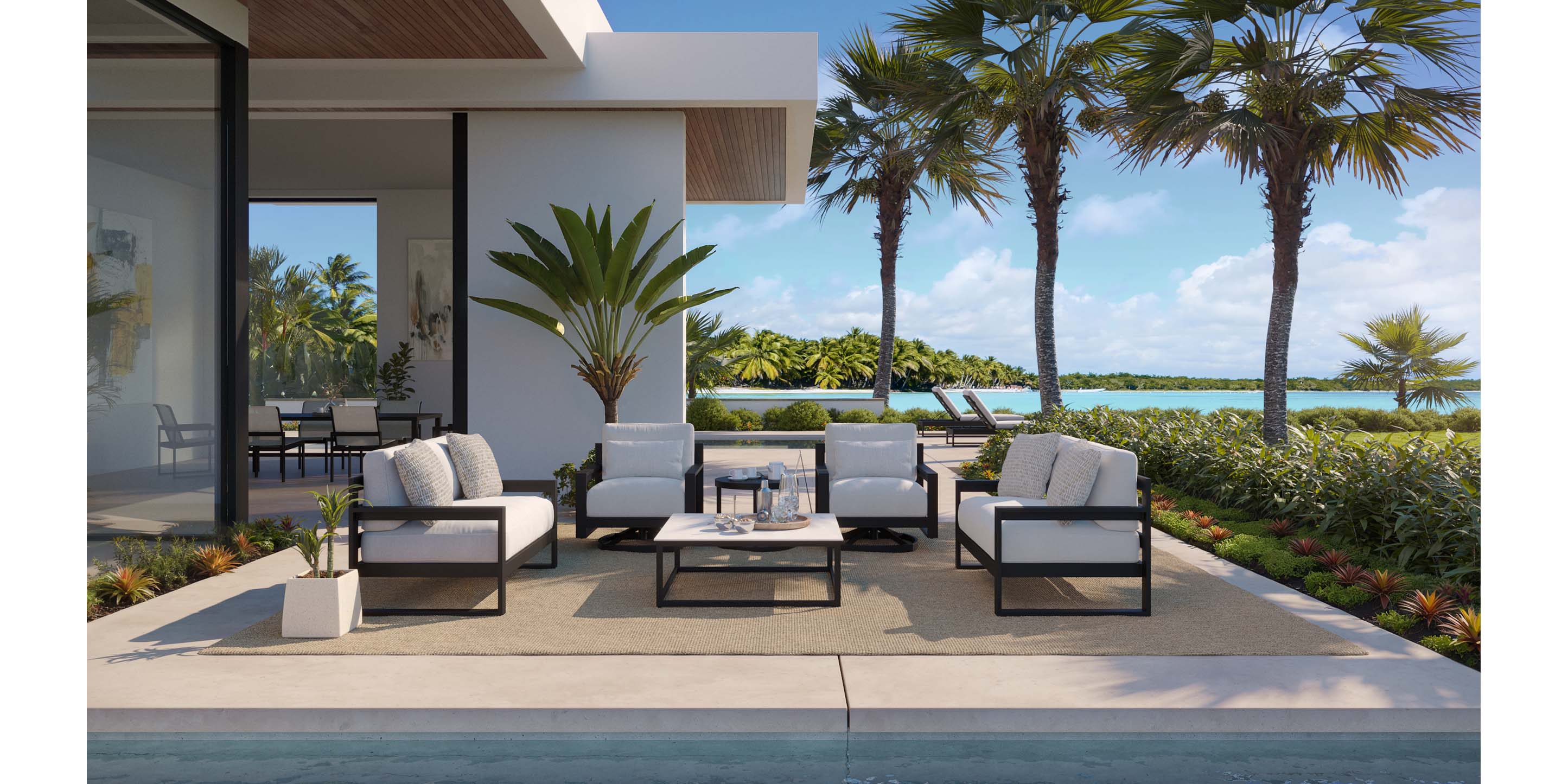 Glavin Outdoor Square Cocktail Table - Thumbnail 3