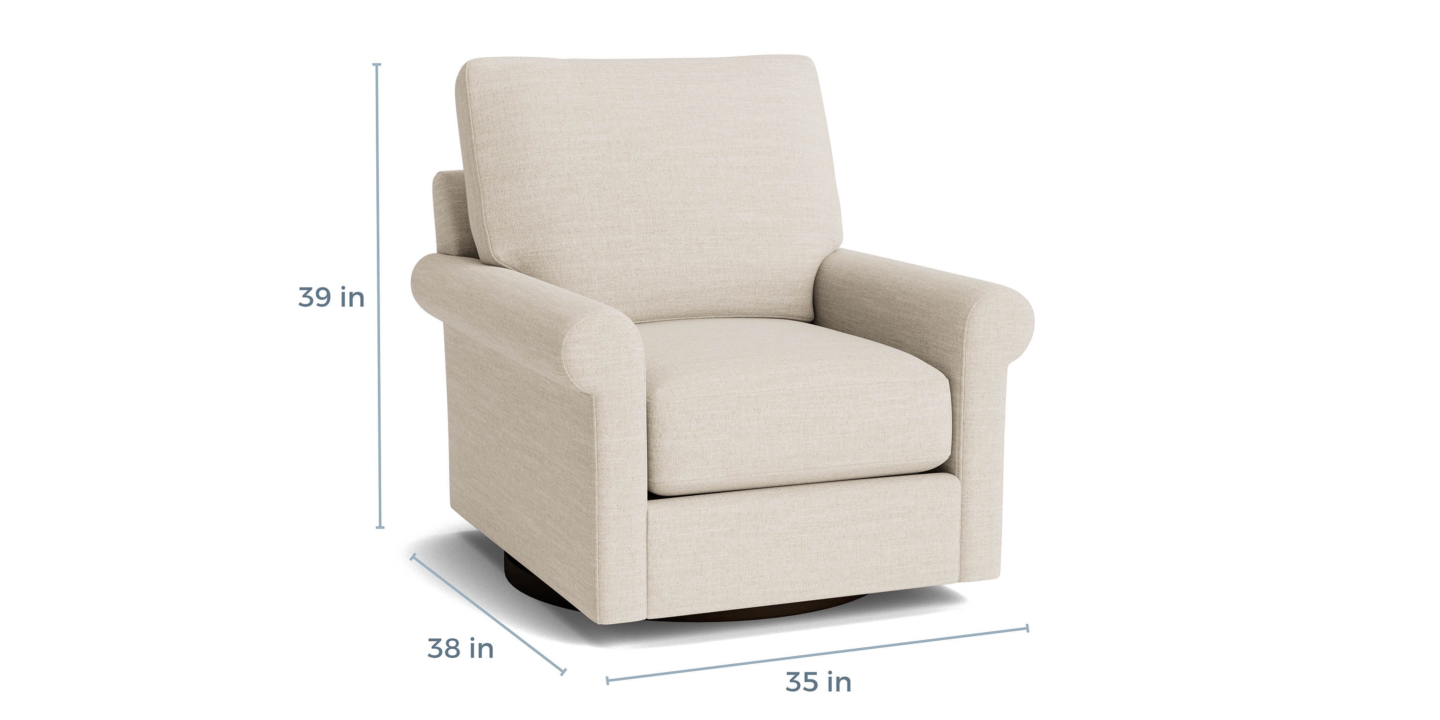 True Custom Roll Arm Swivel Chair - Thumbnail 3