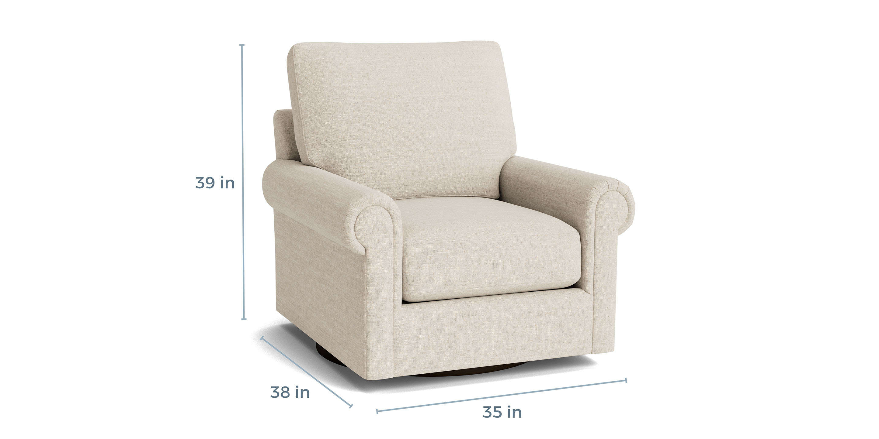 Bassett Furniture Panel Arm Swivel Chair - Thumbnail 4