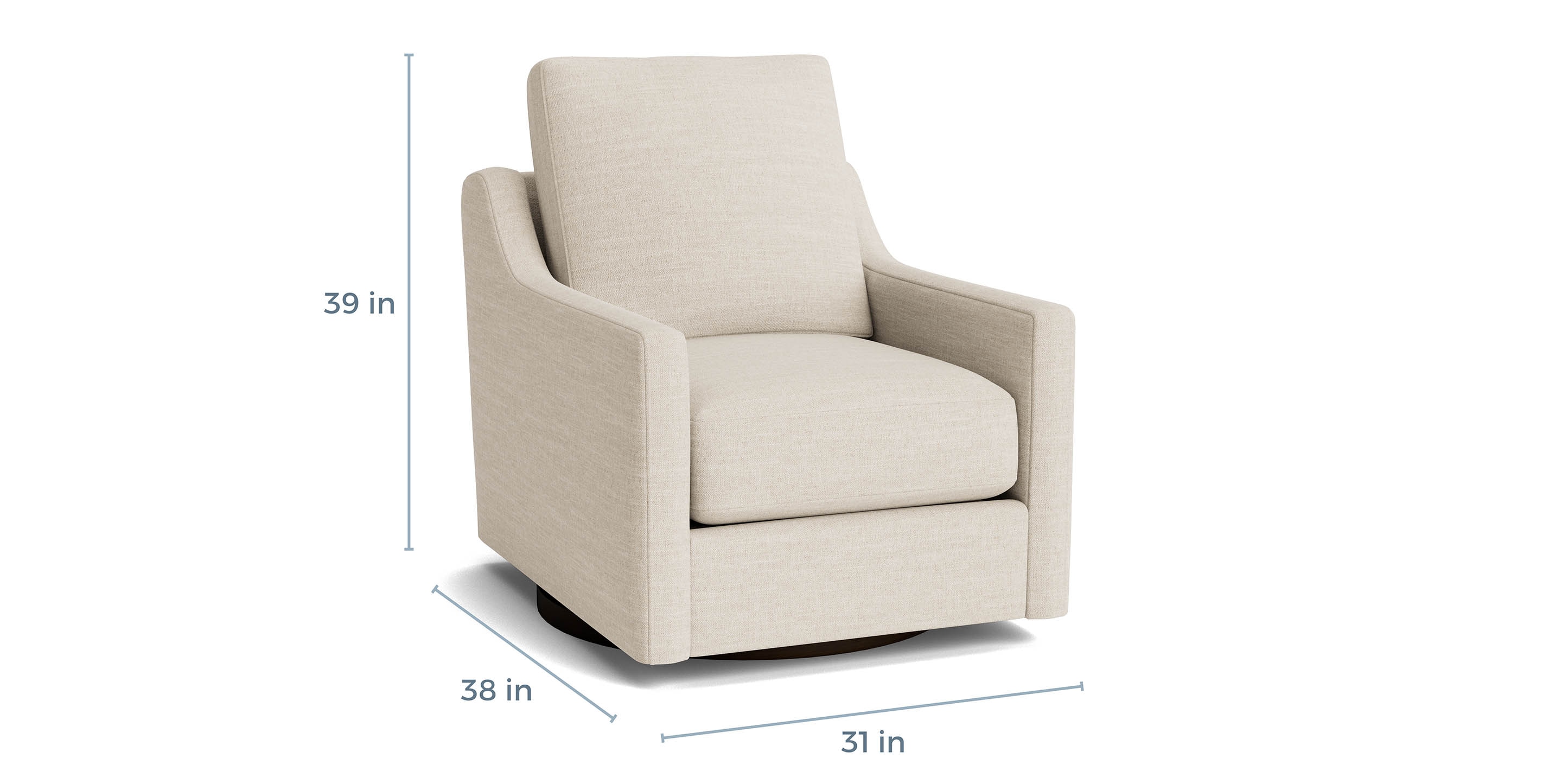 True Custom Slope Arm Swivel Chair - Thumbnail 2