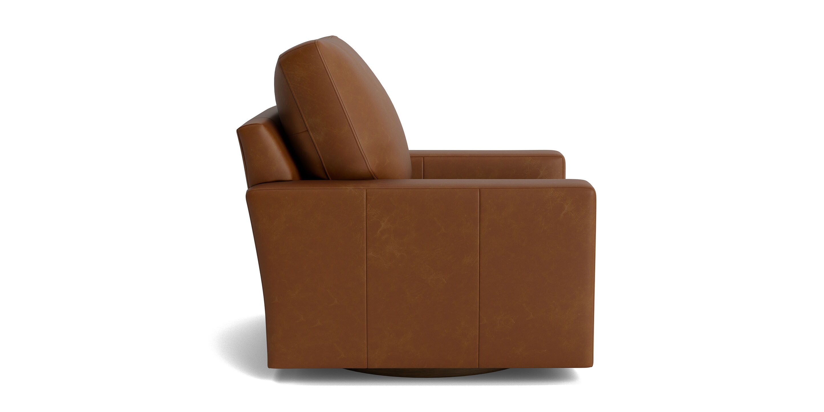 True Custom Leather Large Track Arm Swivel Chair - Thumbnail 3