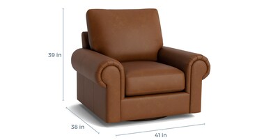 True Custom® Leather Large Panel Arm Swivel Chair