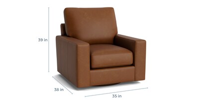 True Custom® Leather Large Track Arm Swivel Chair