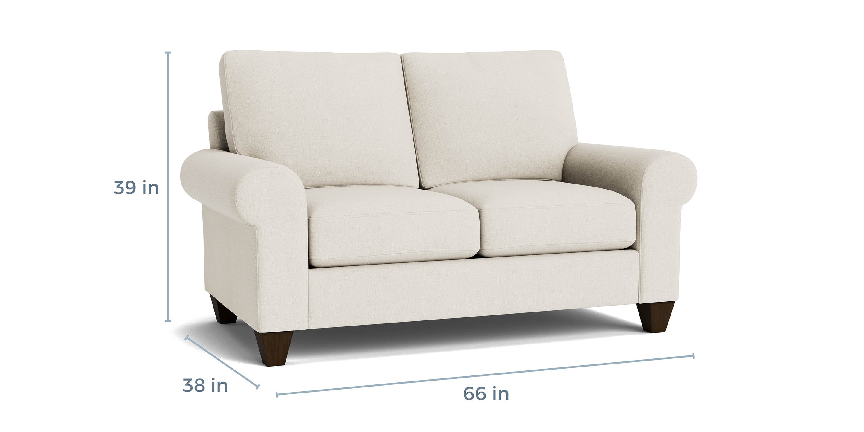 True Custom Large Roll Arm Loveseat - Thumbnail 2