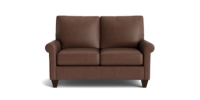 True Custom&reg; Leather Roll Arm Loveseat