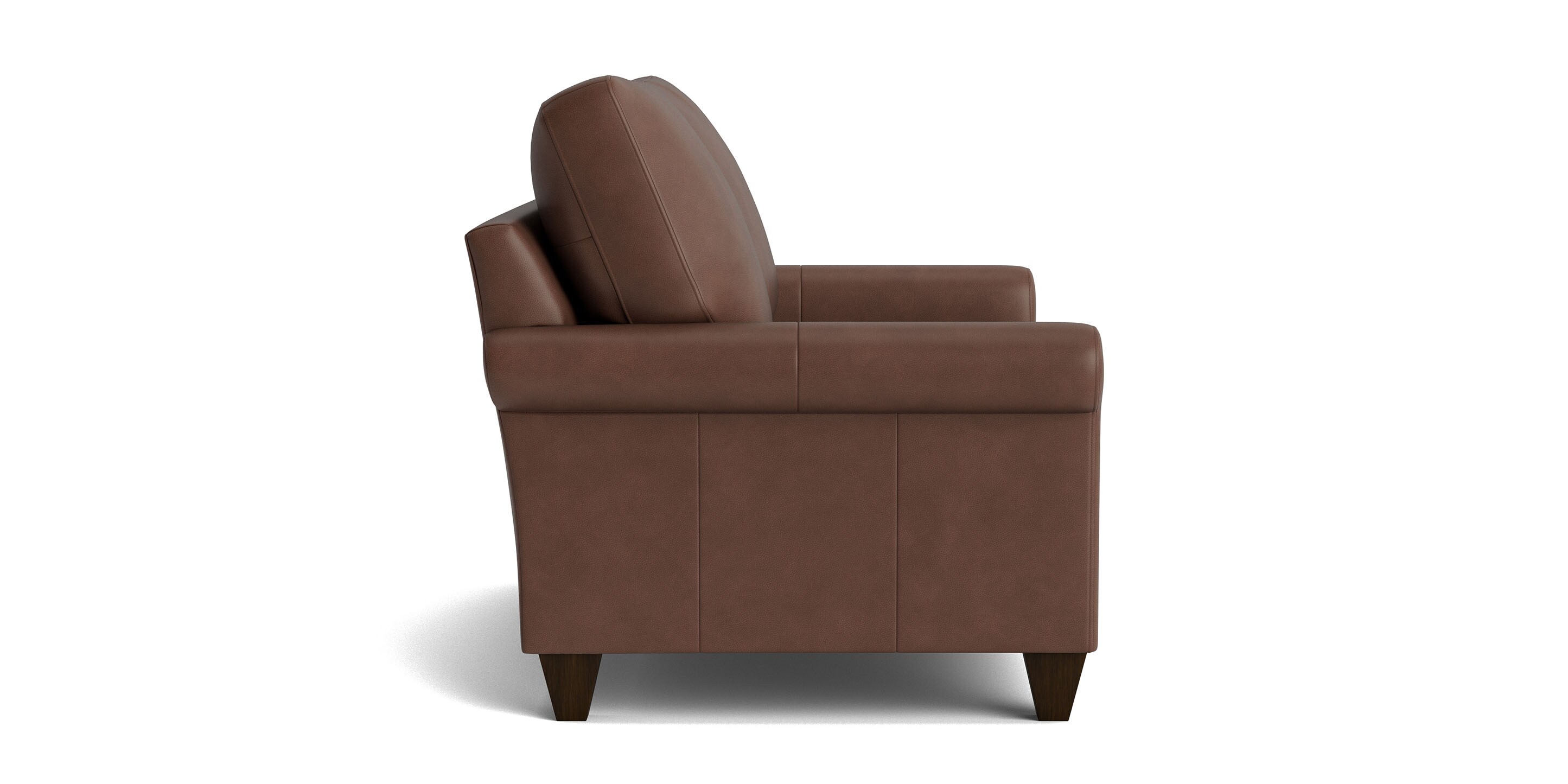 True Custom Leather Large Roll Arm Loveseat - Thumbnail 3
