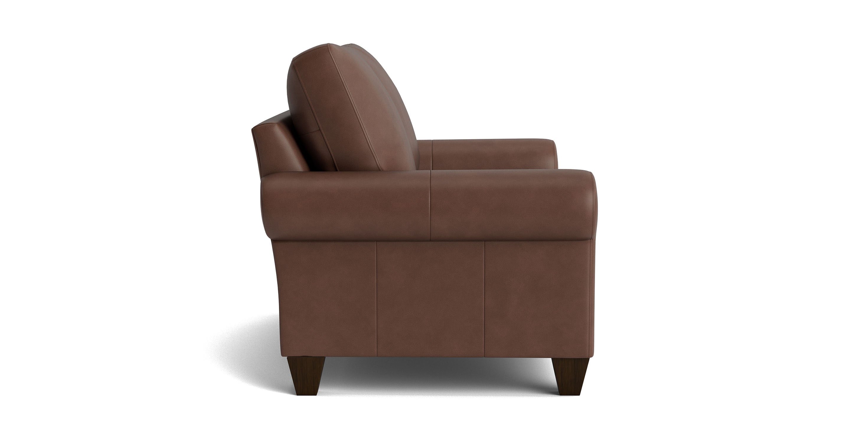 True Custom Leather Large Roll Arm Loveseat - Thumbnail 5