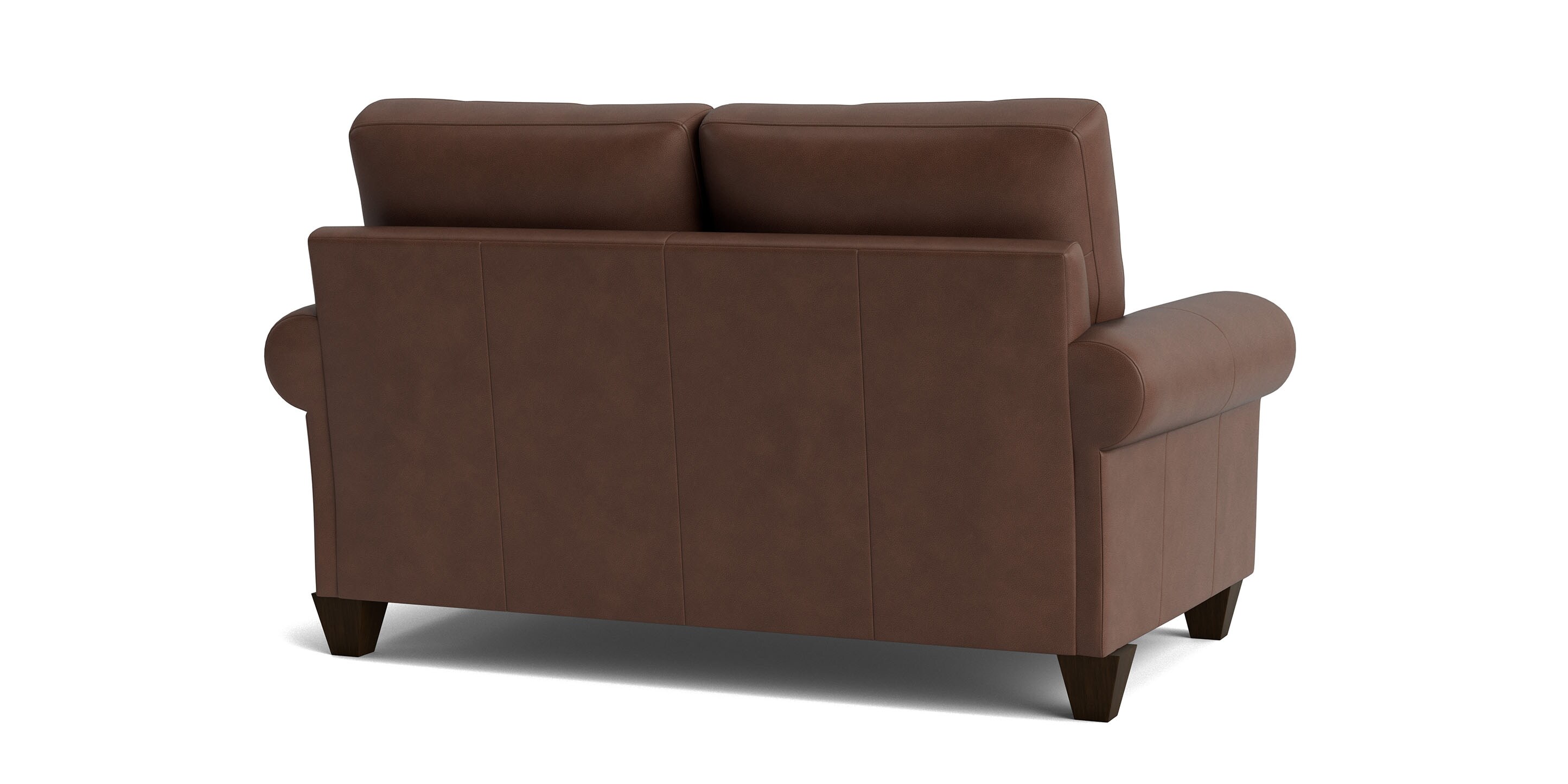 True Custom Leather Large Roll Arm Loveseat - Thumbnail 4