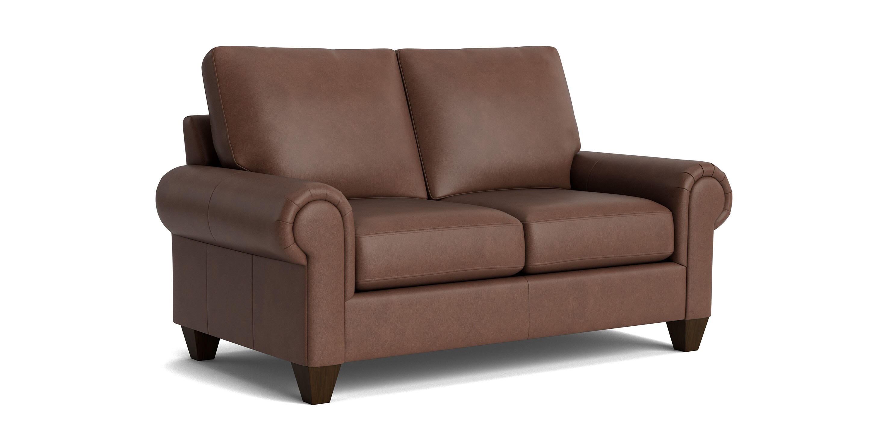 True Custom Leather Panel Arm Loveseat