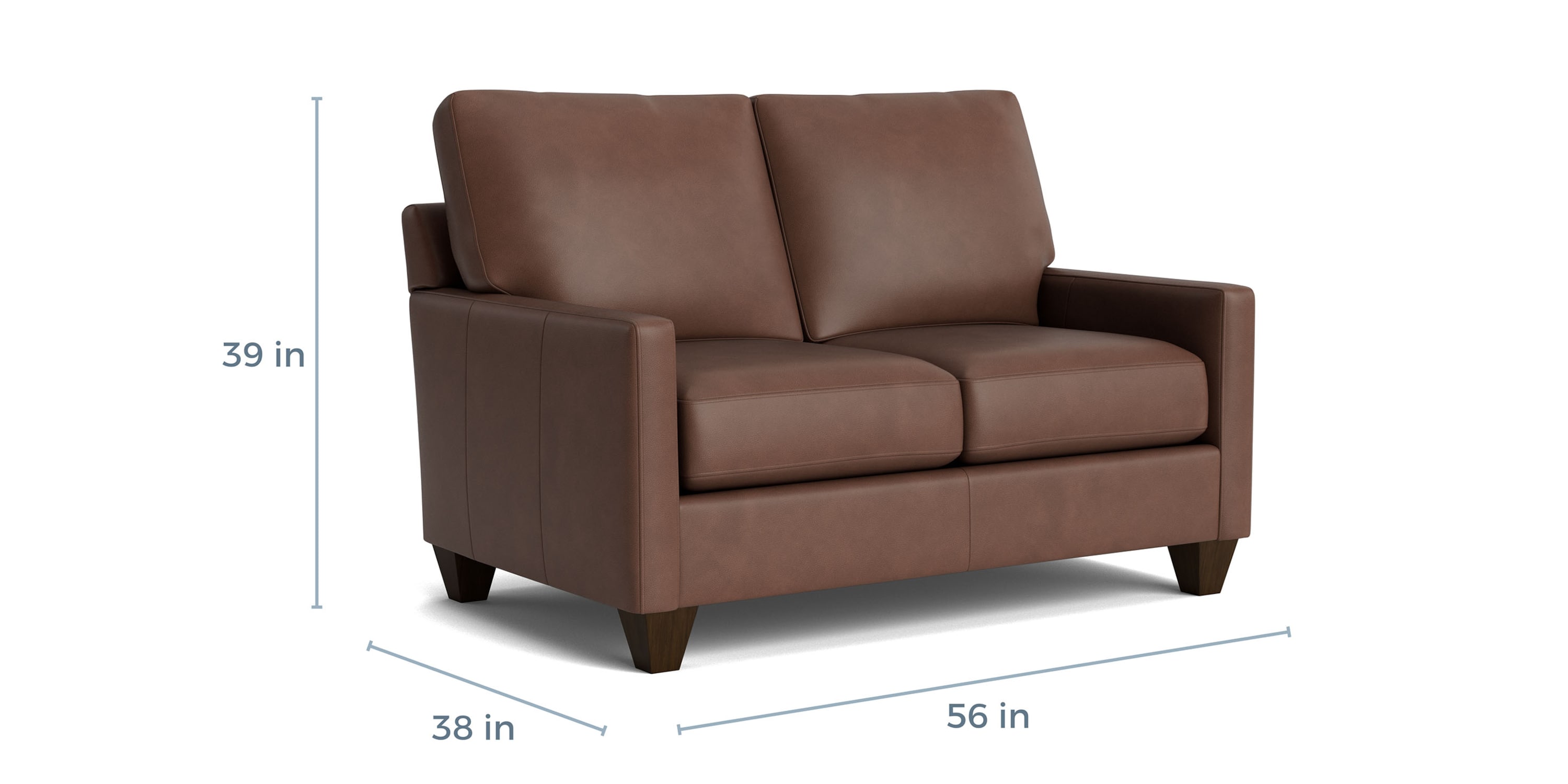 True Custom® Leather Track Arm Loveseat | Bassett Furniture