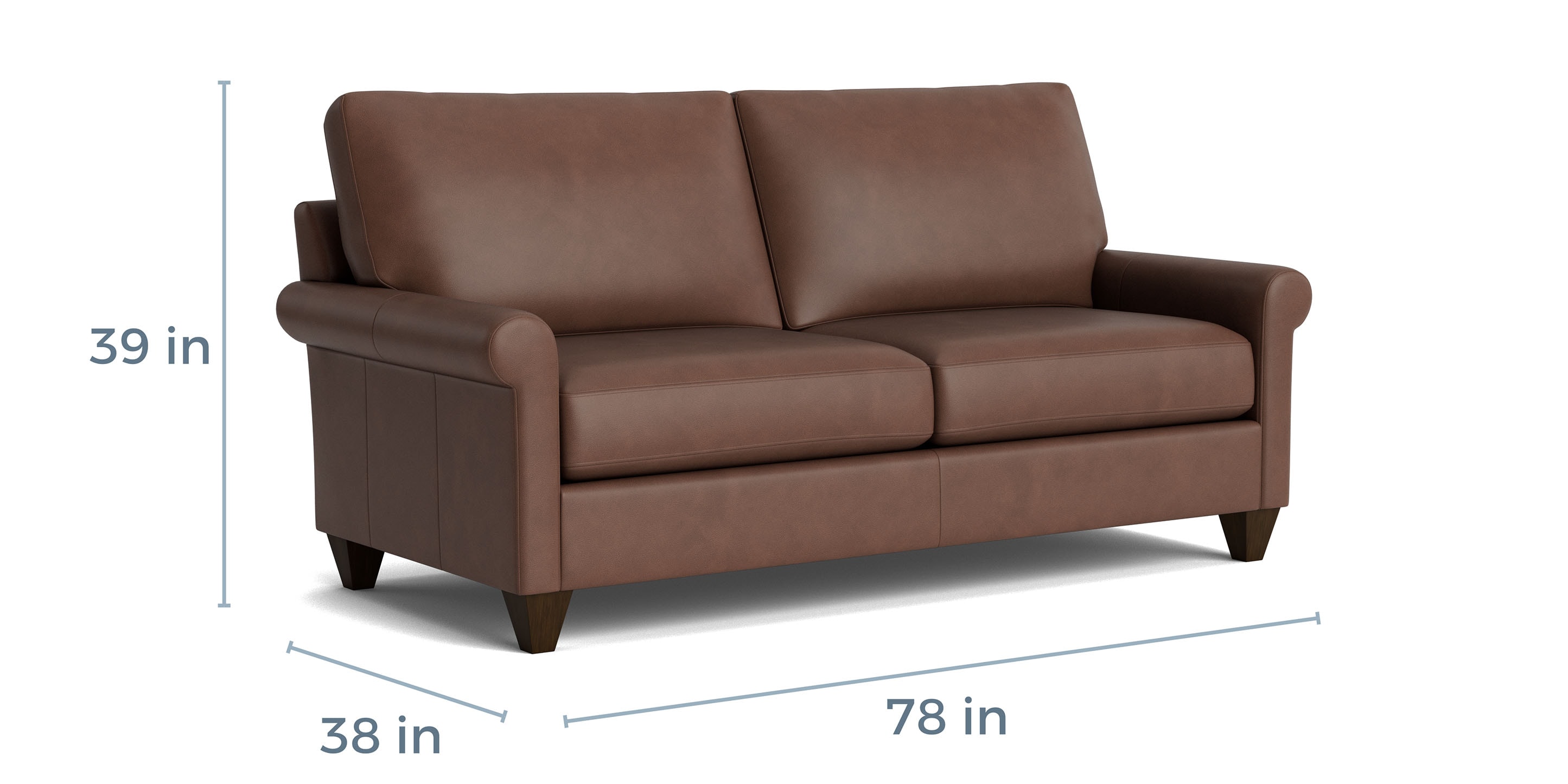 True Custom Leather Large Roll Arm Sofa - Thumbnail 4