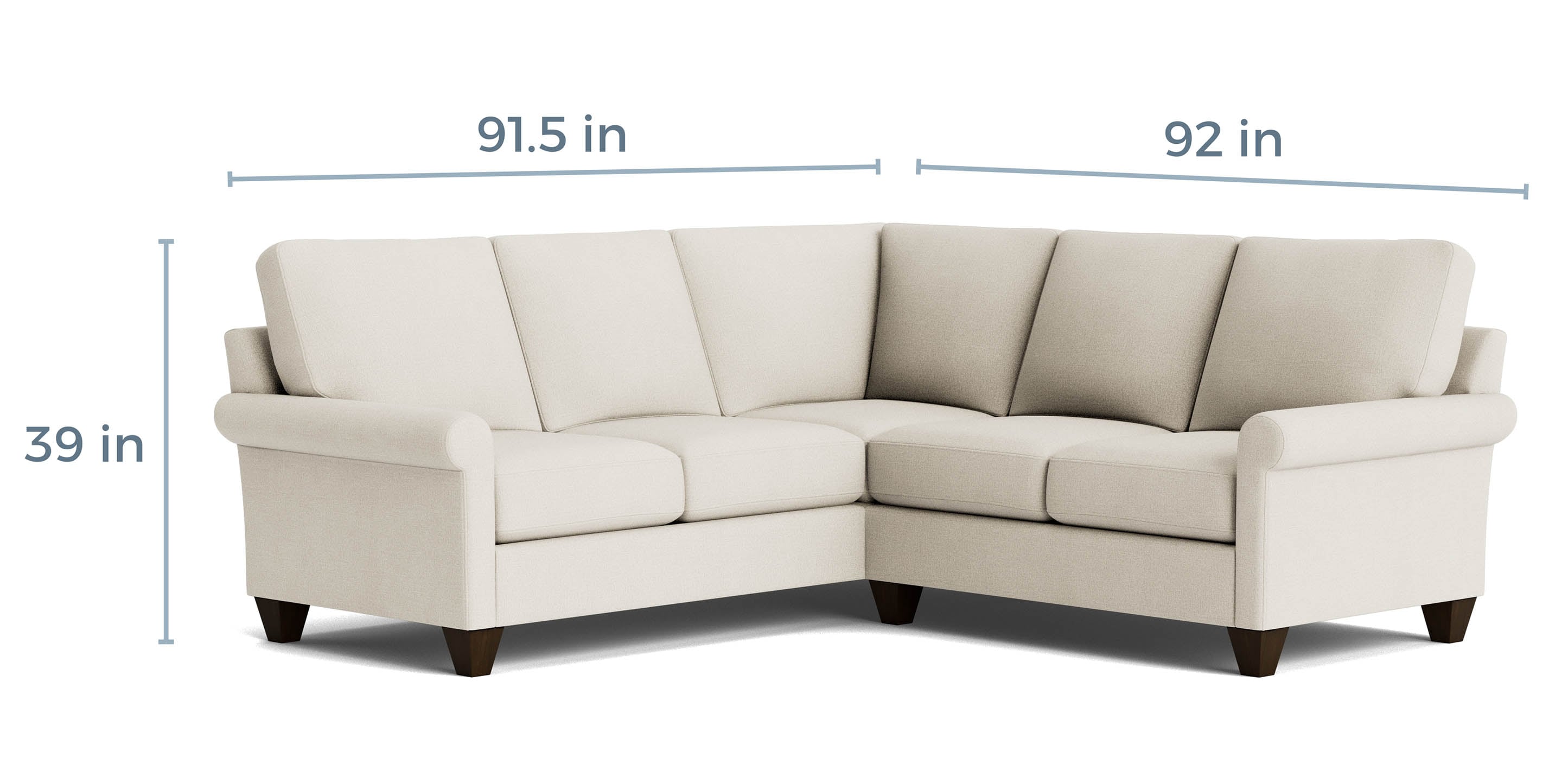 True Custom Roll Arm L-Shaped Sectional - Thumbnail 5