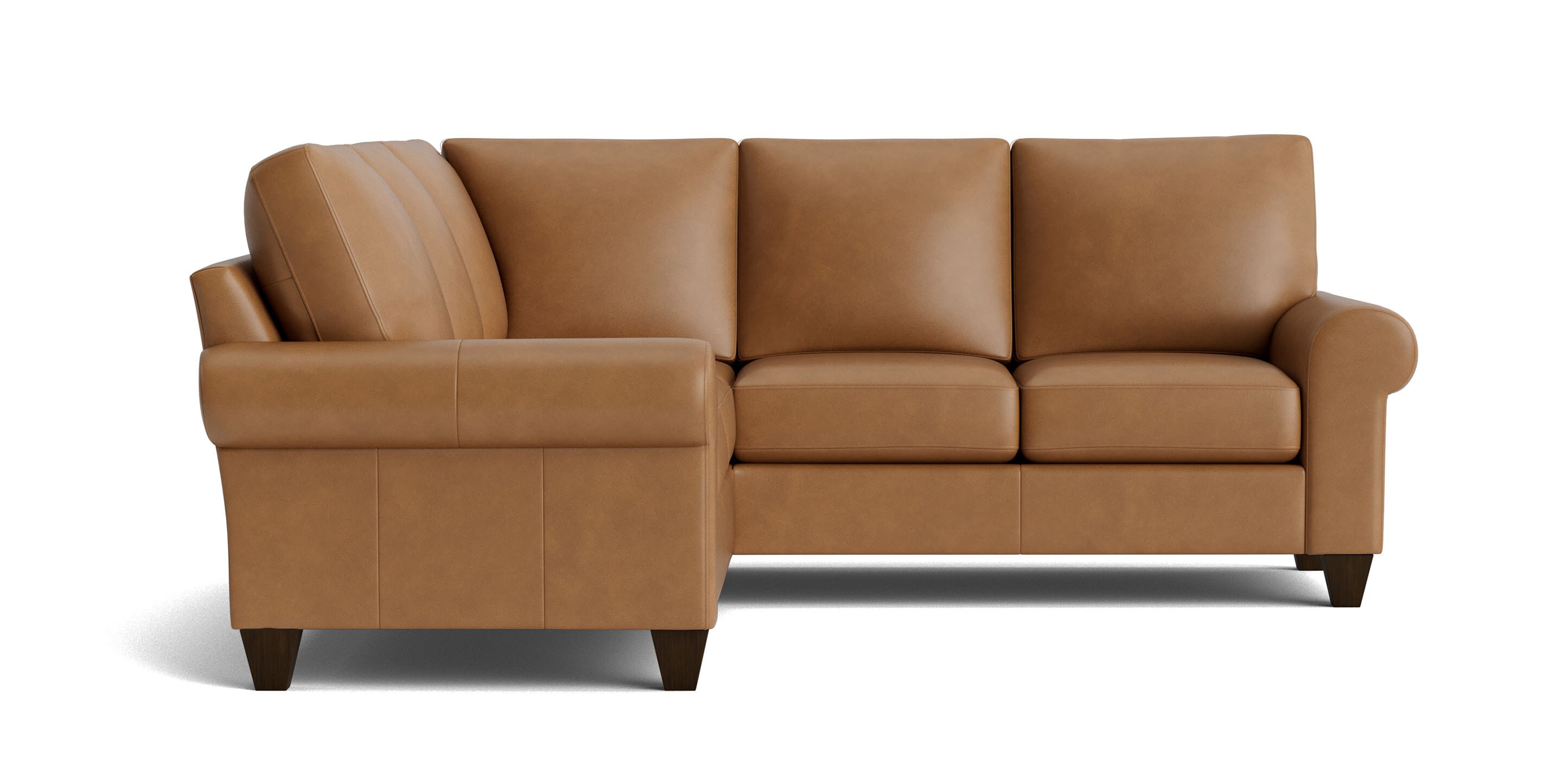 True Custom Leather Roll Arm L-Shaped Sectional - Thumbnail 2