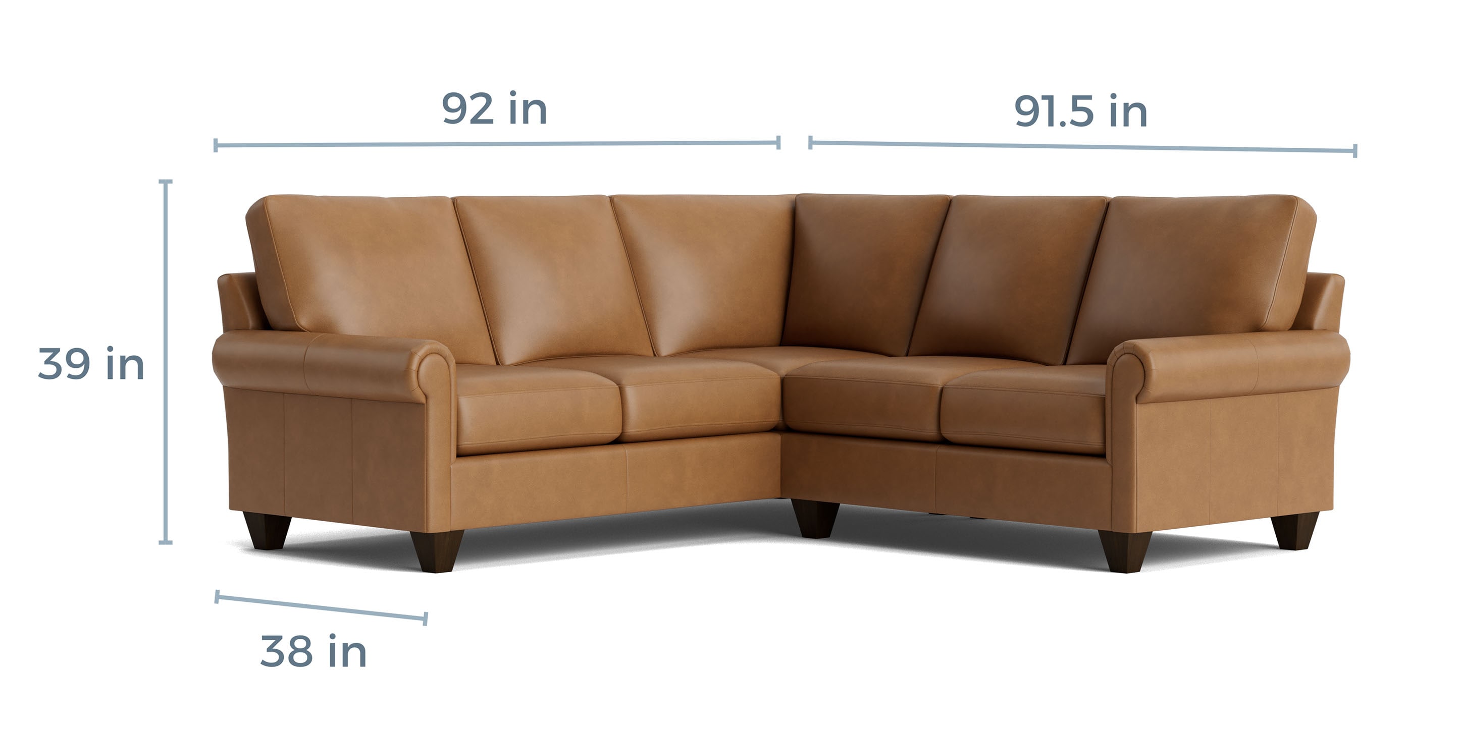 True Custom Leather Panel Arm L-Shaped Sectional - Thumbnail 4