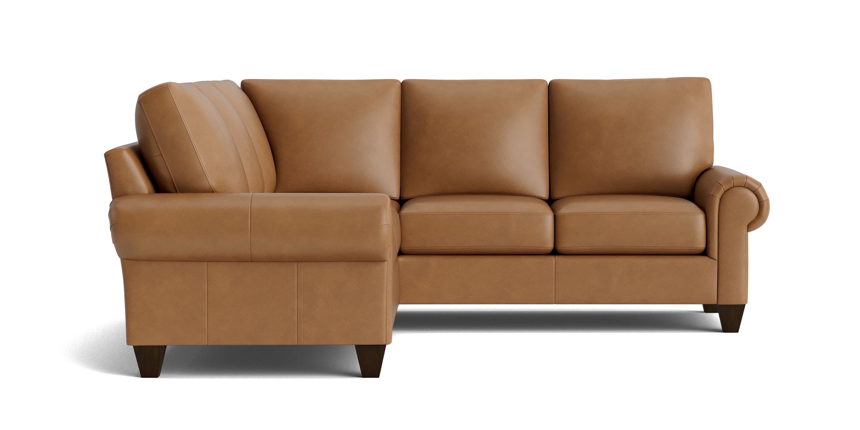True Custom Leather Large Panel Arm L-Shaped Sectional