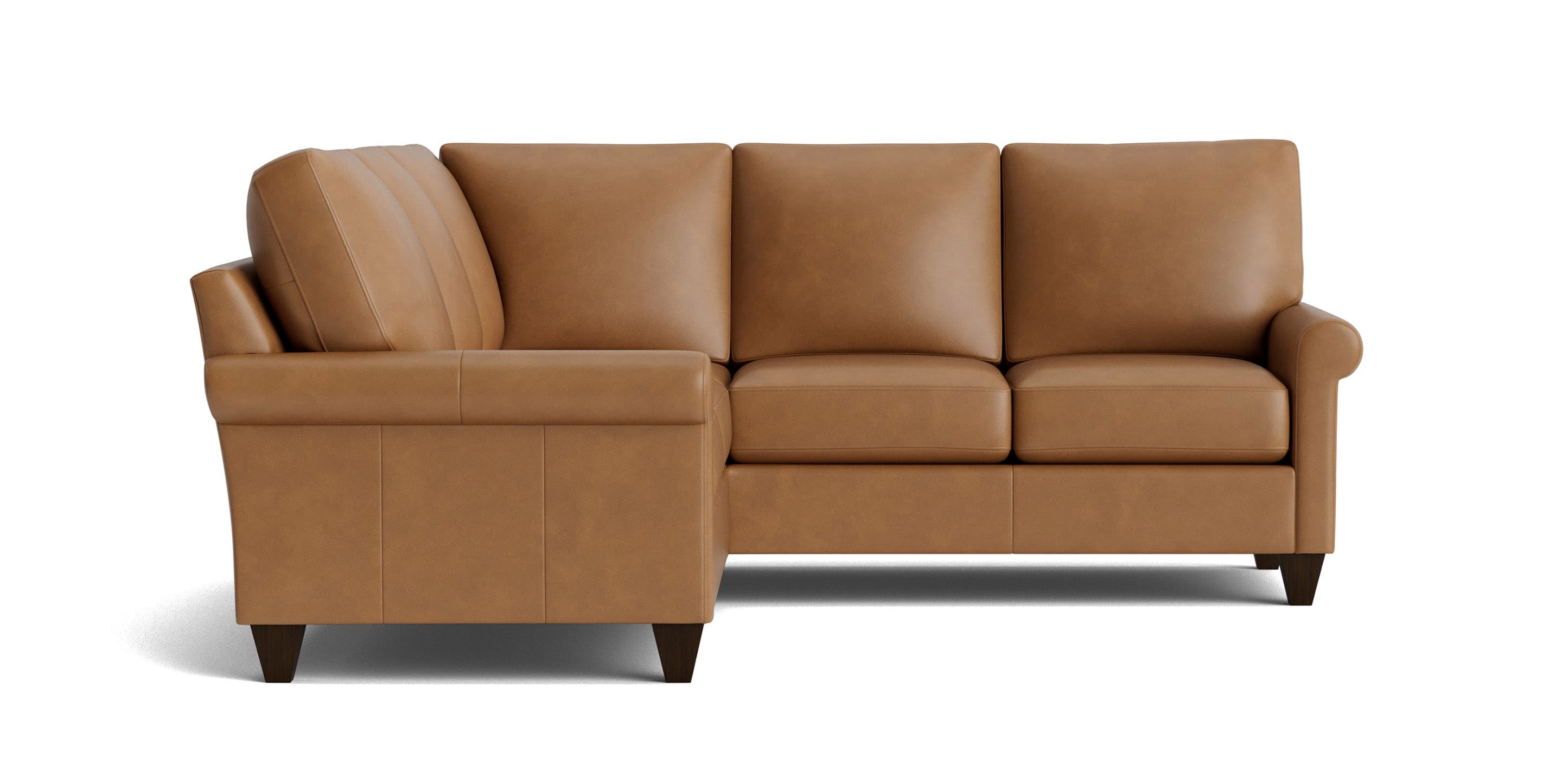 True Custom Leather Roll Arm L-Shaped Sectional - Thumbnail 4