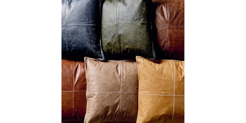 Dumont Leather Chestnut Square Pillow Cover image number 1