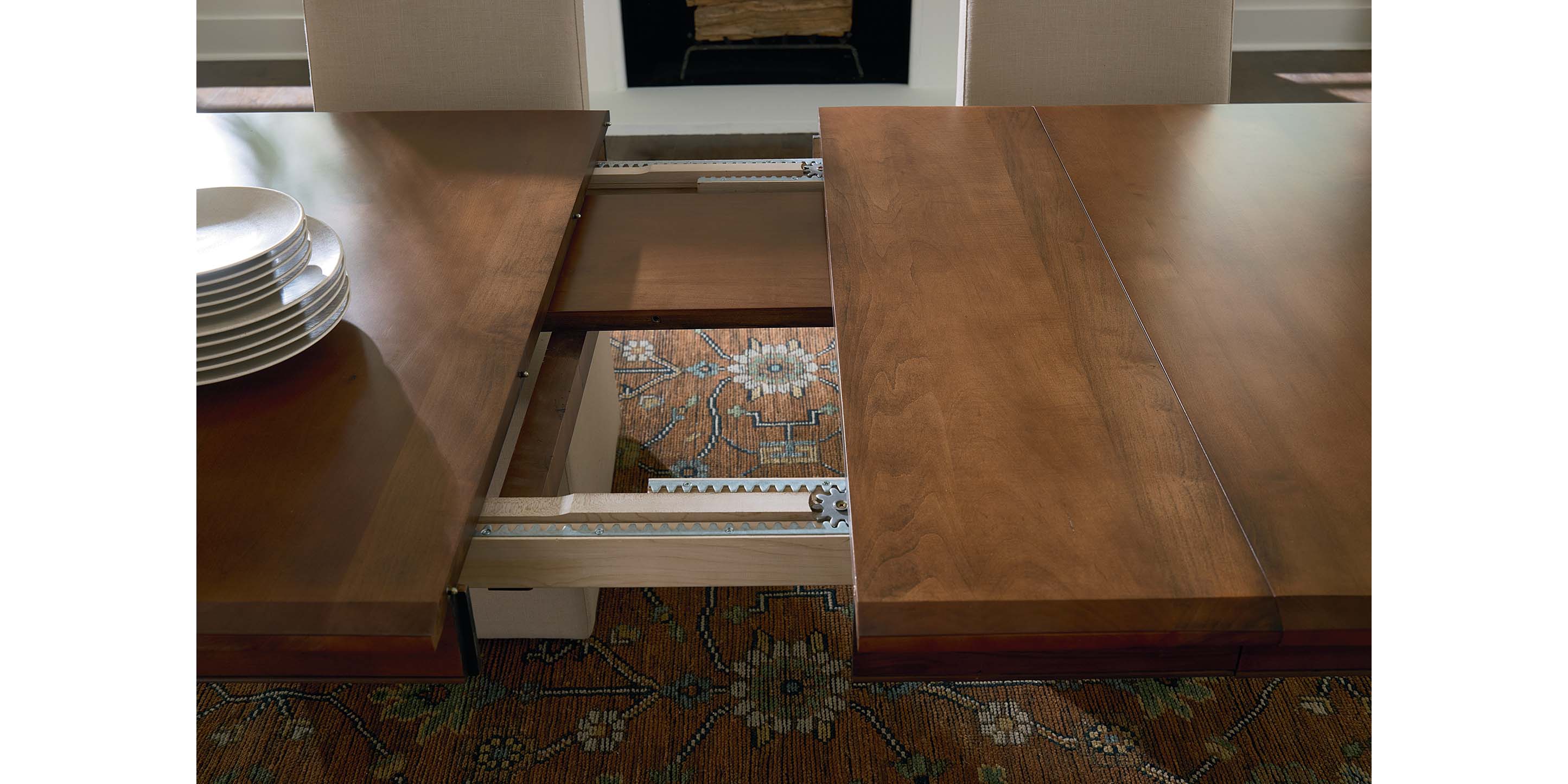 HideAway Solid Maple Gathering Extendable Dining Table | Bassett