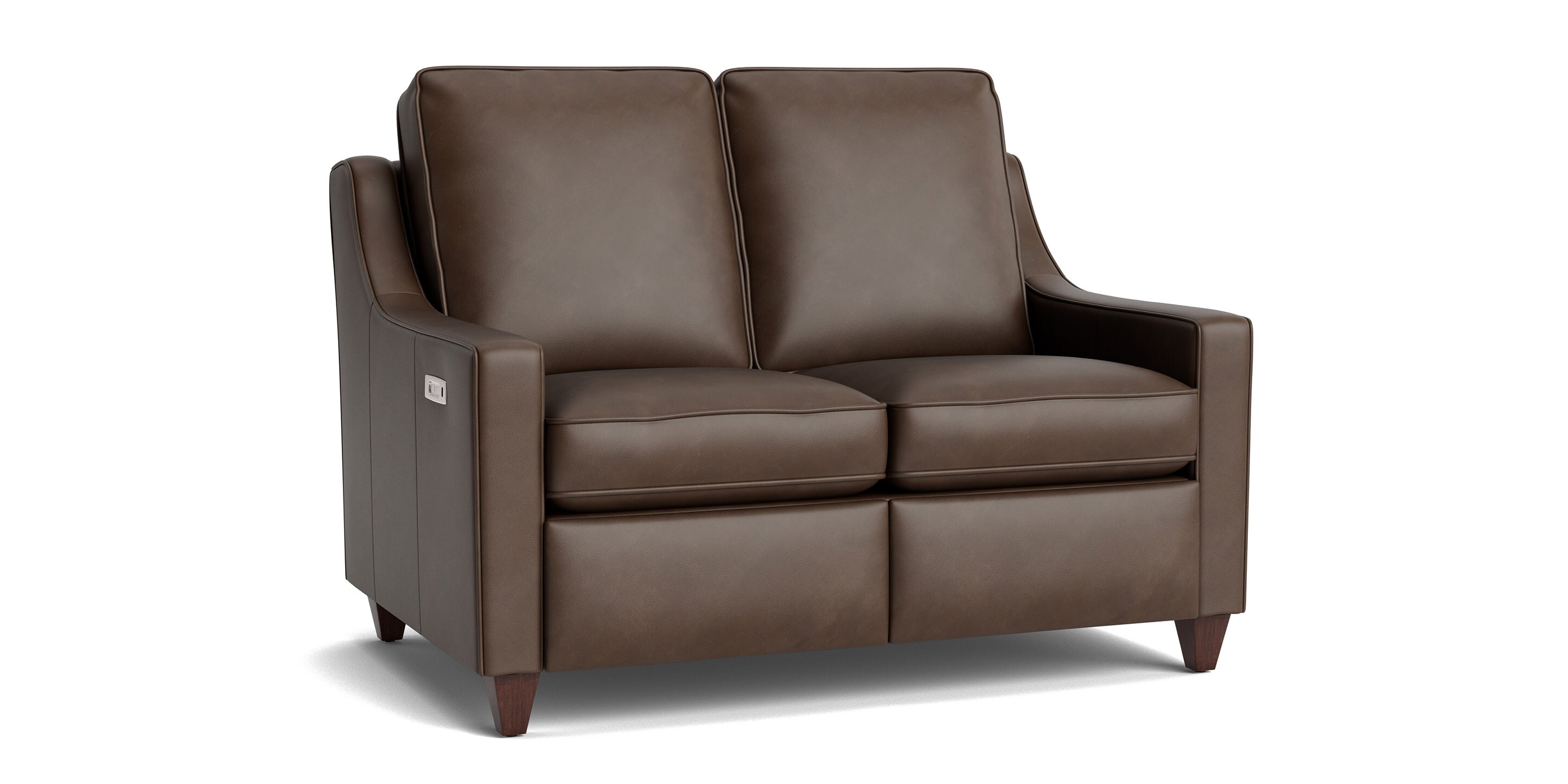 Magnificent Motion Leather Slope Arm Reclining Loveseat - Thumbnail 4