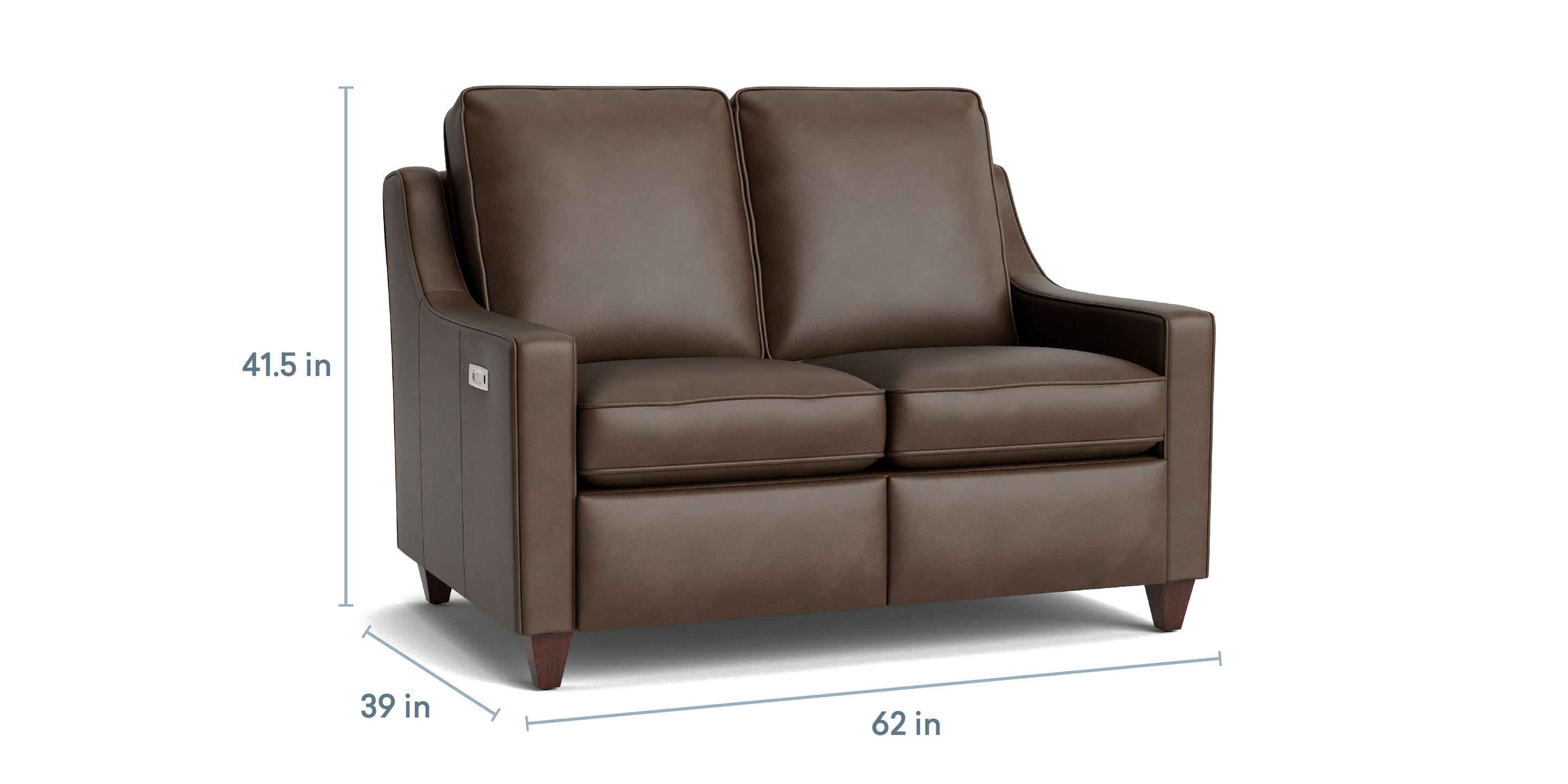 Magnificent Motion Leather Slope Arm Reclining Loveseat - Thumbnail 5