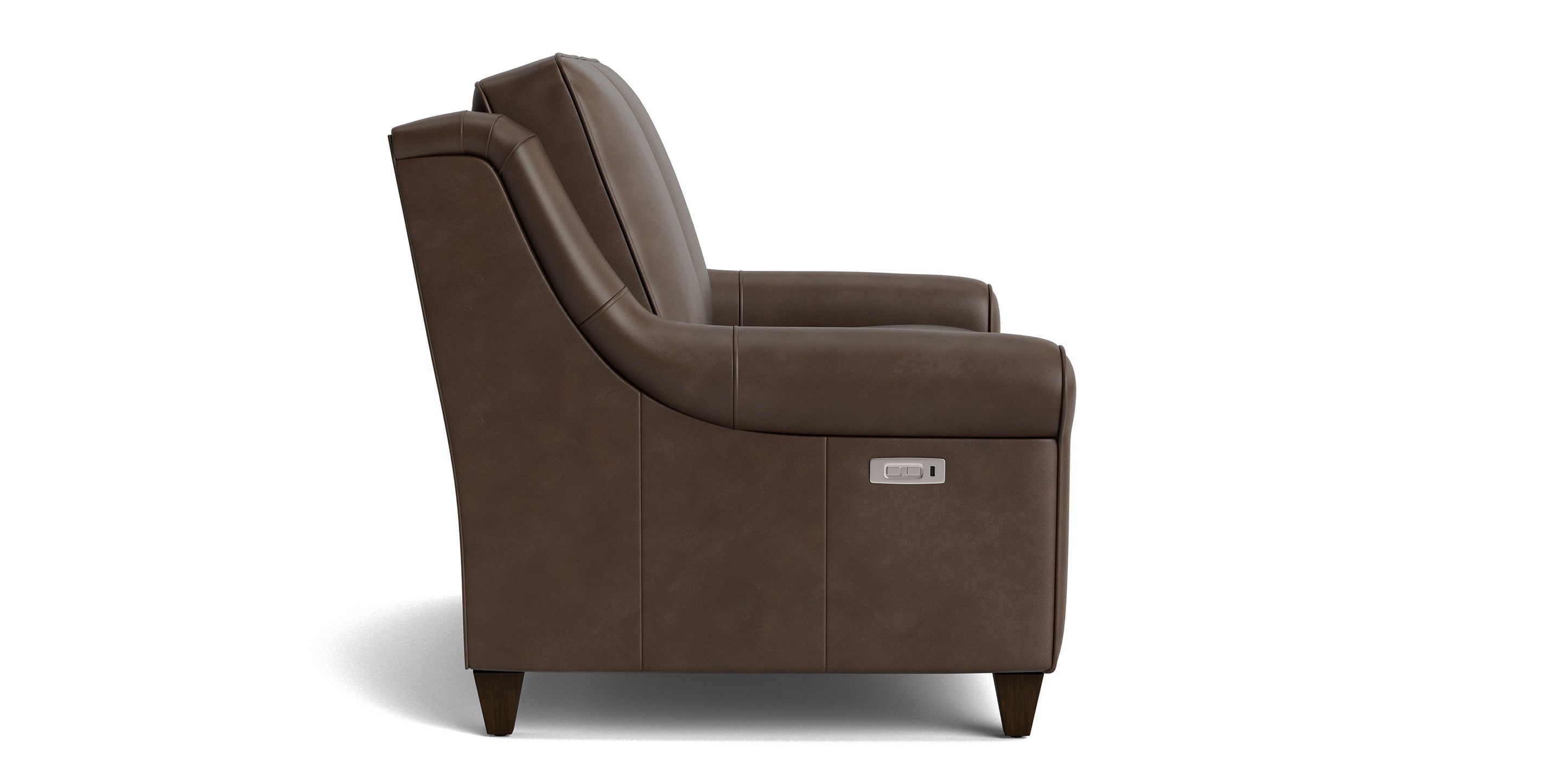 Bassett Furniture Motion Leather Roll Arm Reclining Loveseat - Thumbnail 3
