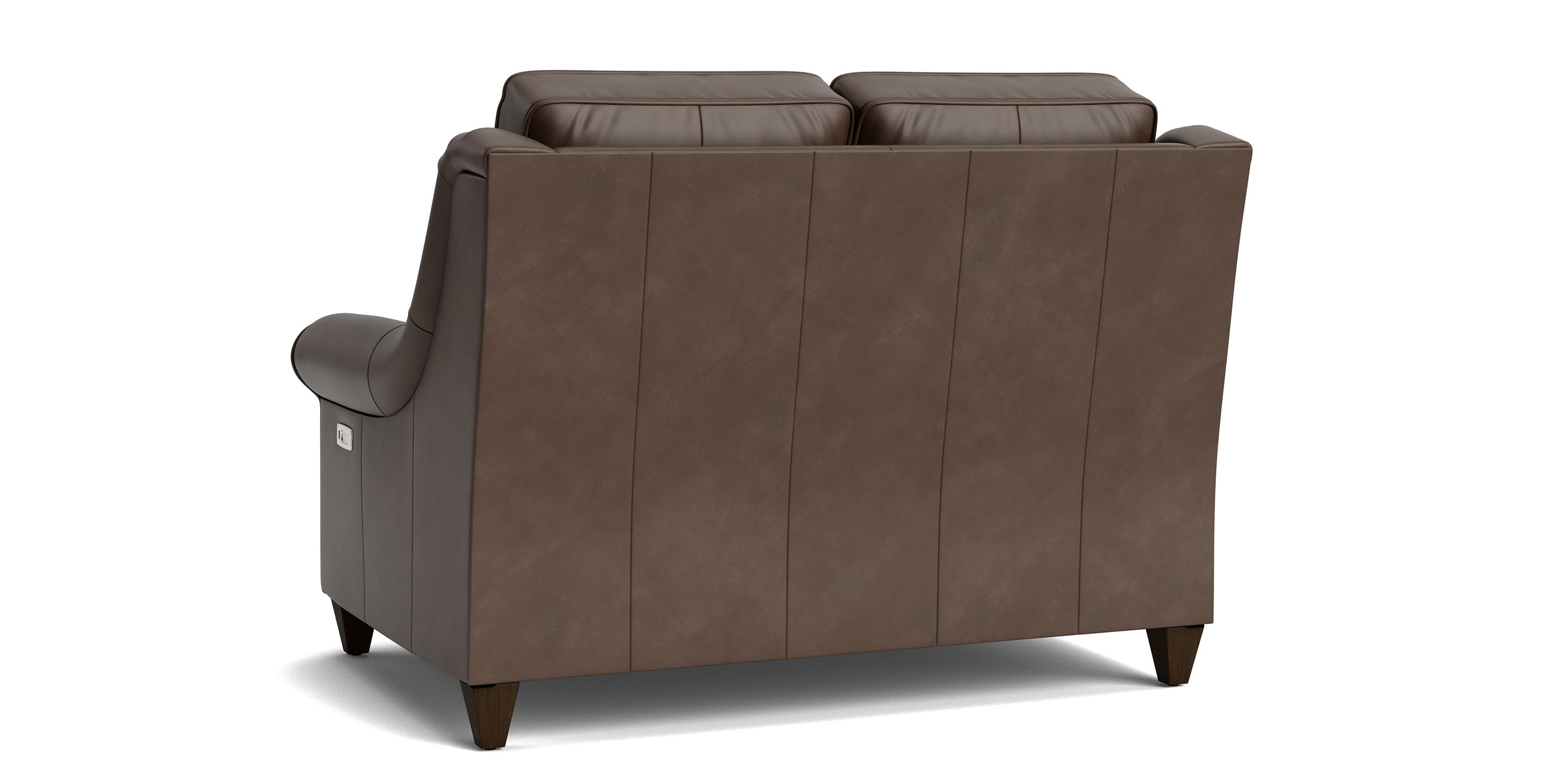 Bassett Furniture Motion Leather Roll Arm Reclining Loveseat - Thumbnail 5