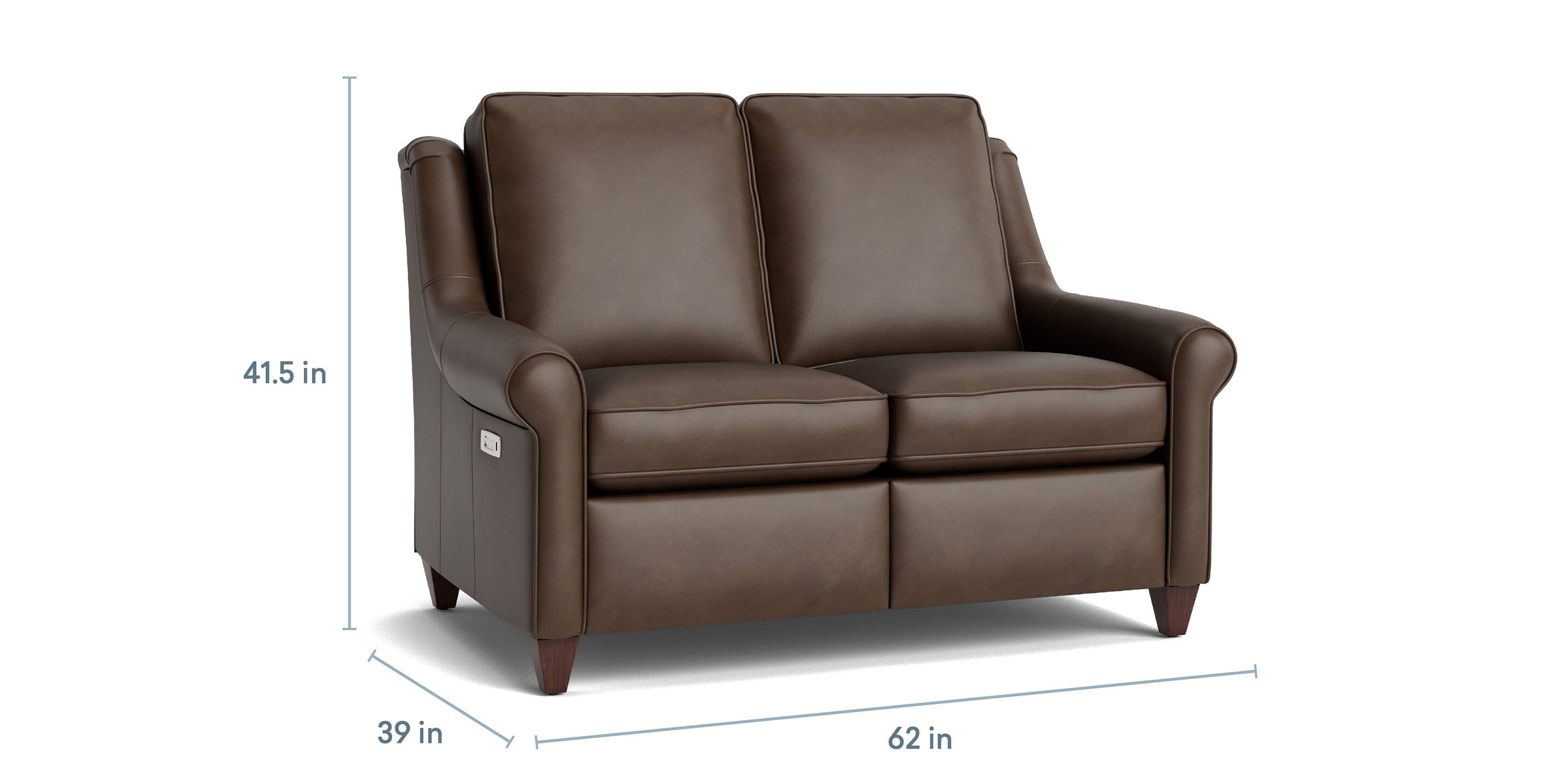 Bassett Furniture Motion Leather Roll Arm Reclining Loveseat - Thumbnail 4