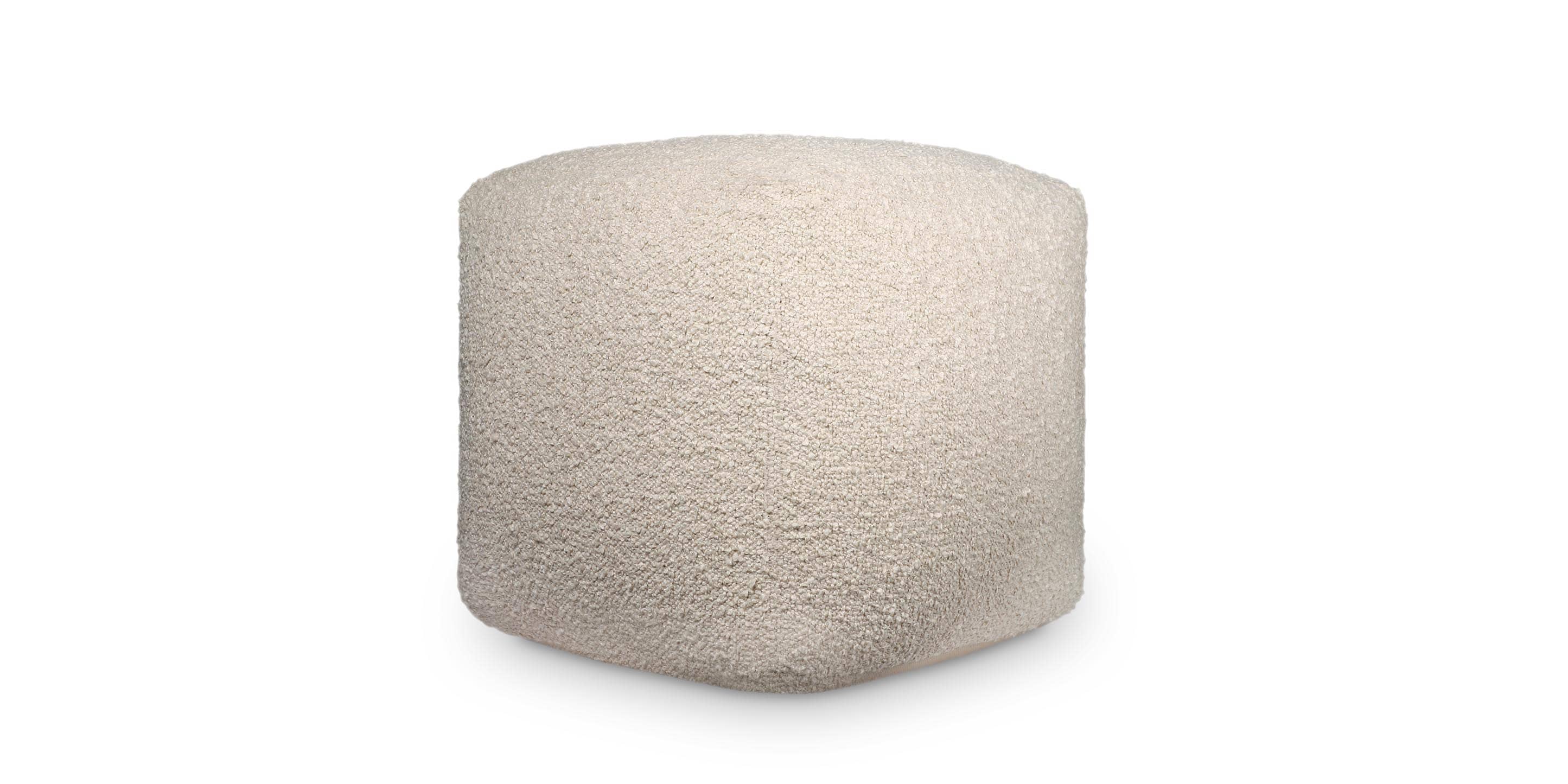 Melbourne Boucle Pouf Beige | Bassett Furniture