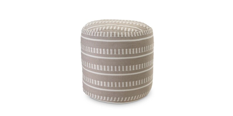 Perth Stripe Pouf - Tan | Bassett Furniture