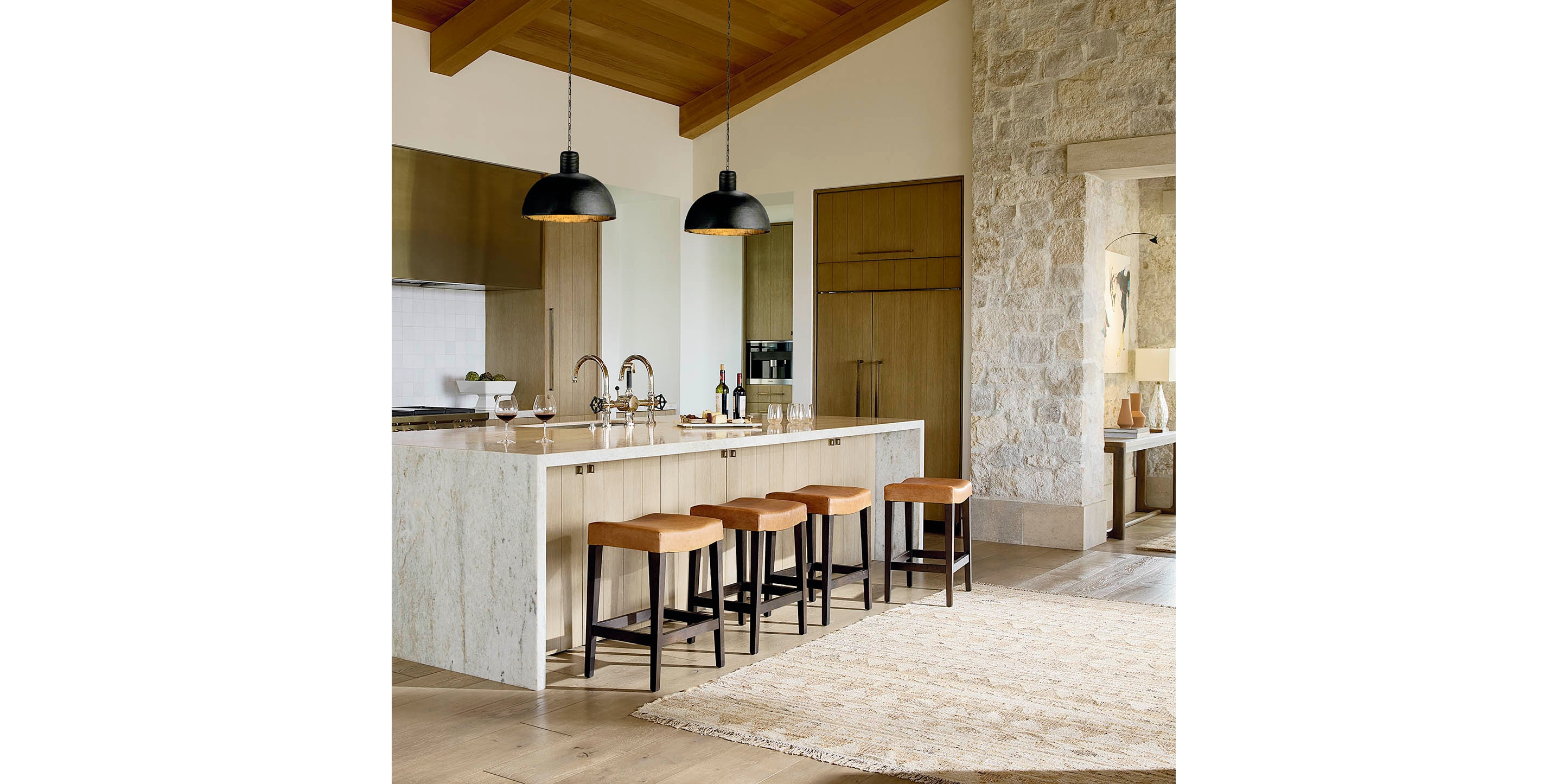 Vail Leather Saddle Counter Stool - Thumbnail 5