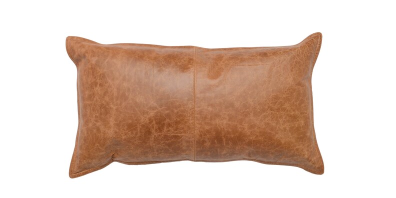 Dumont Leather Chestnut Lumbar Pillow Cover image number 0